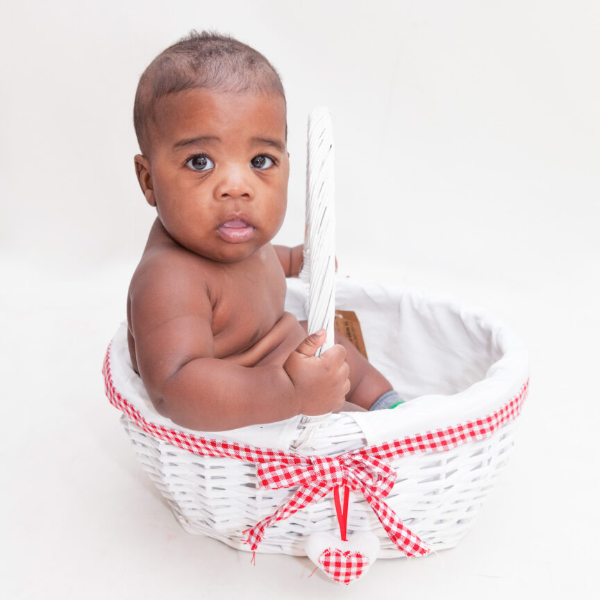 Baby in basket in studio - Sitter Photography - Walsall Wolverhampton and West Midlands - Jo Buckley Photography