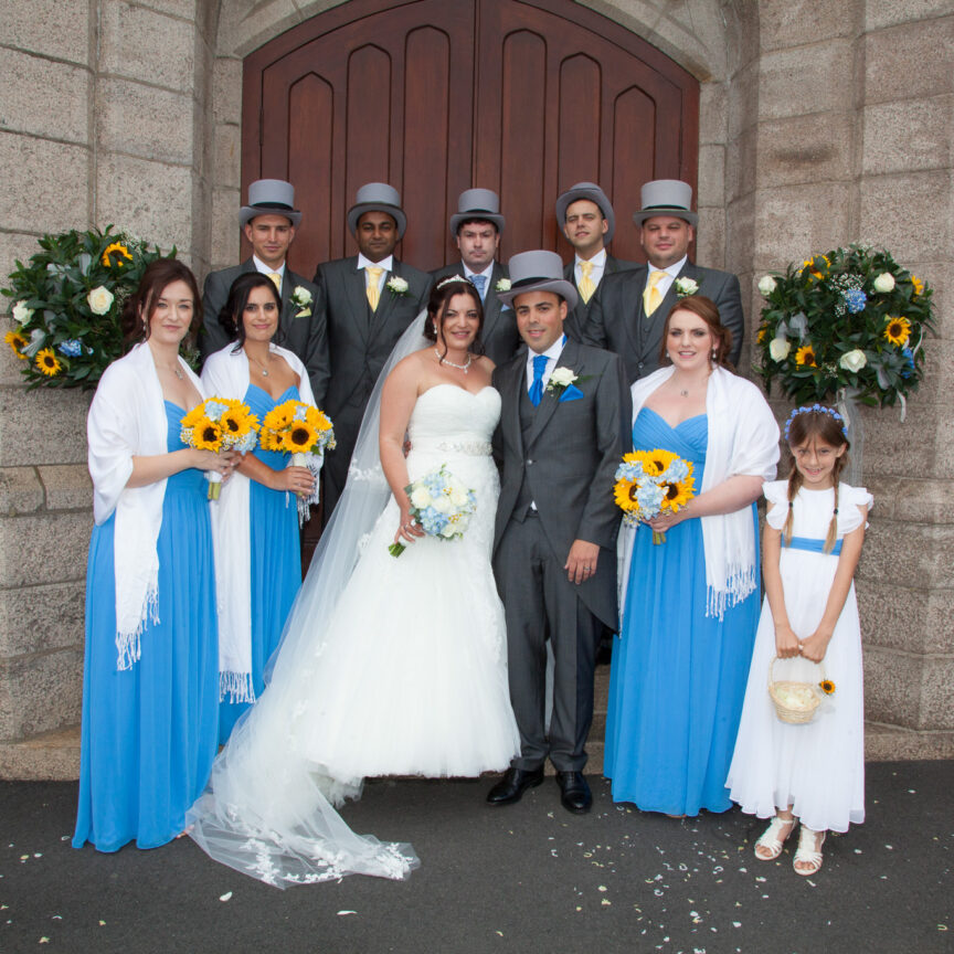 Group wedding photo outside church entrance - Wedding Photography - Walsall Wolverhampton and West Midlands - Jo Buckley Photography